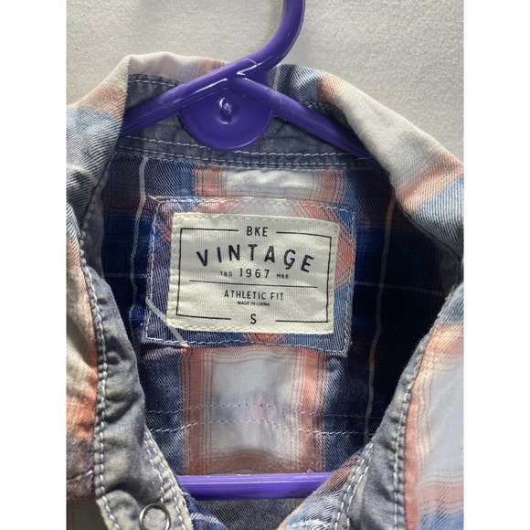 BKE Shirt Mens S Plaid Vintage Standard Fit Short Sleeve Pearl Snap Multicolored - Picture 3 of 8